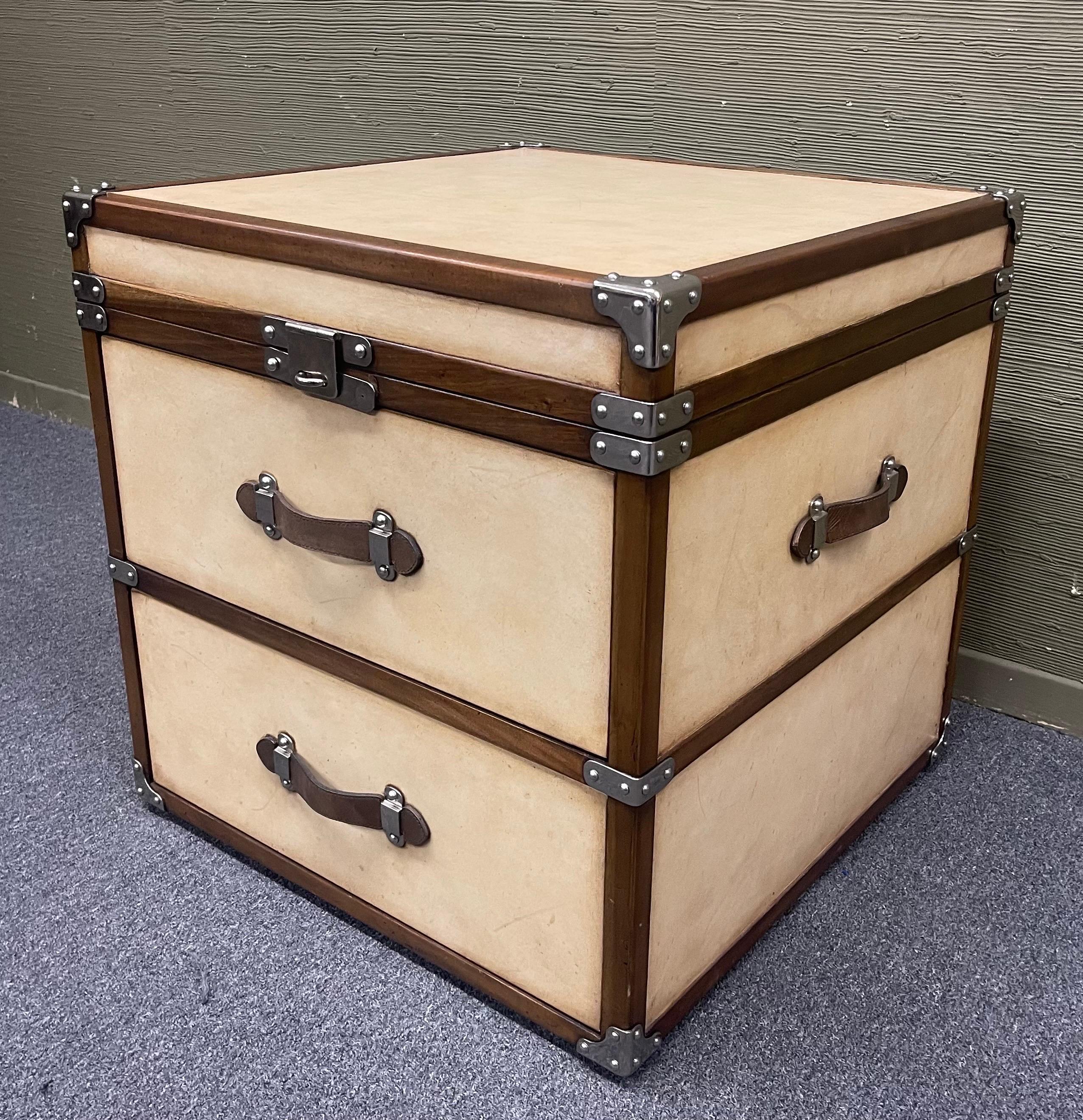 Contemporary Steamer Trunk Style Two Drawer Chest by Archive Home for Century For Sale