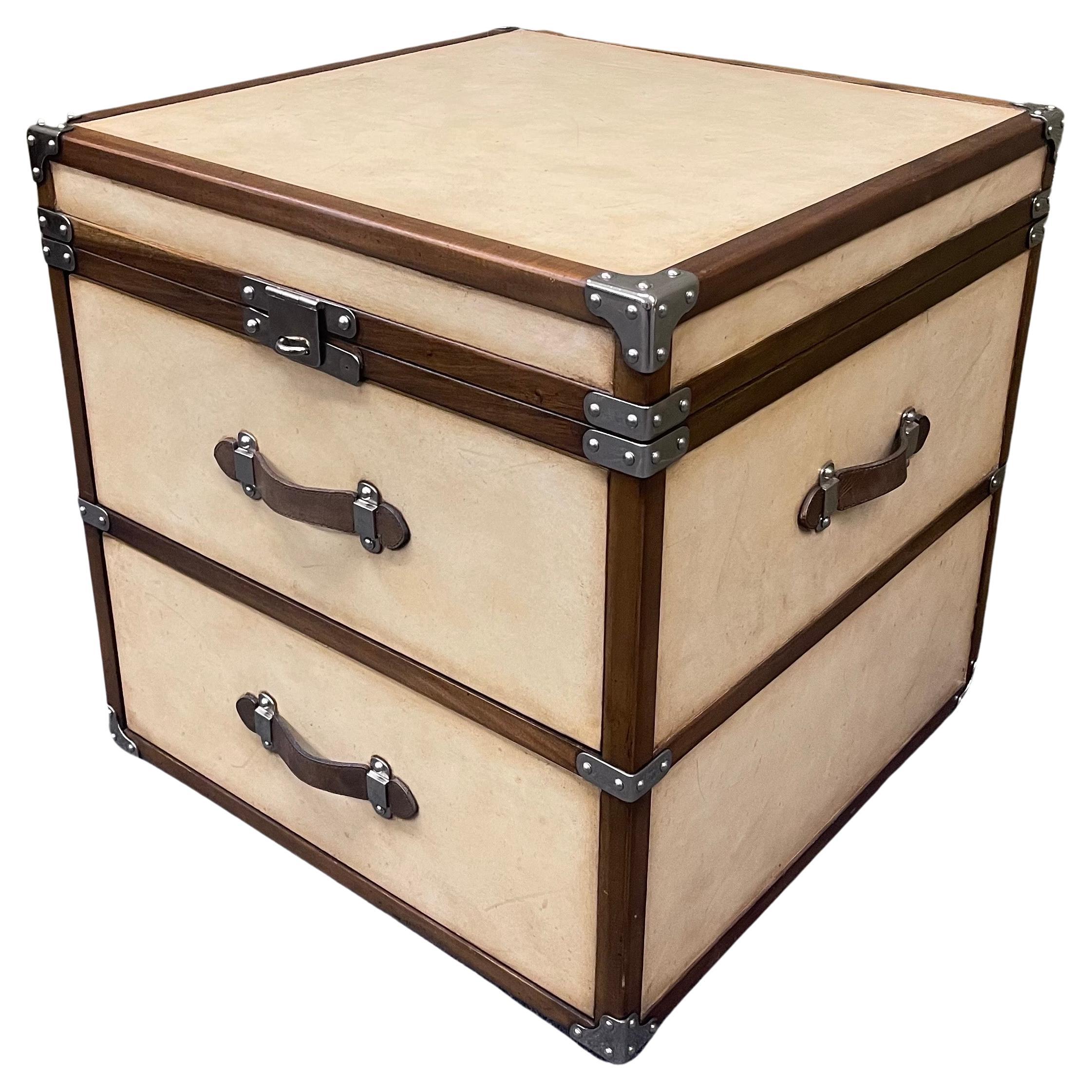 Steamer Trunk Style Two Drawer Chest by Archive Home for Century For Sale