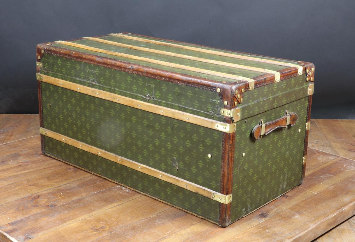 Brass Steamer Trunk with Unknown Monogram For Sale