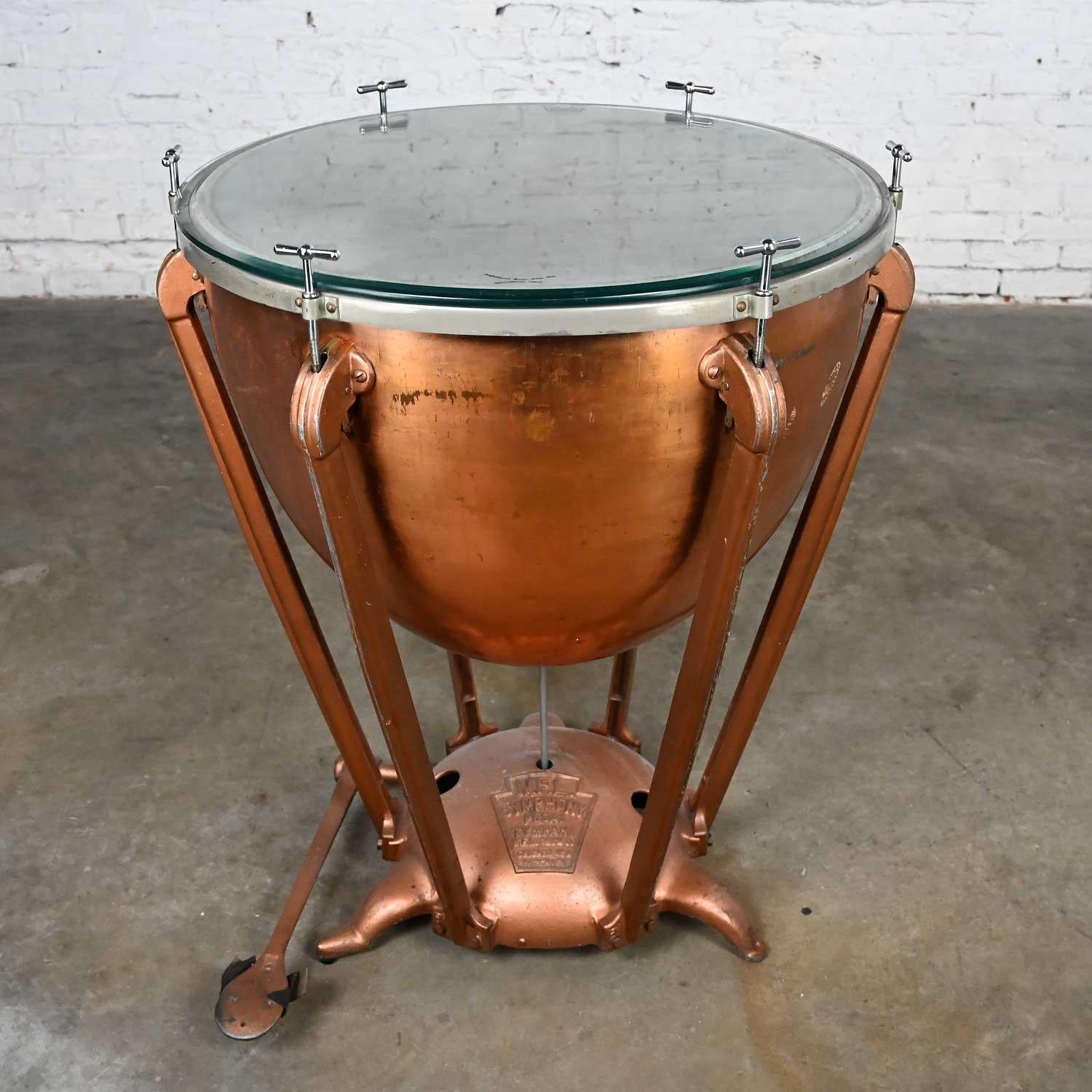 Aluminum Steampunk Industrial Copper Timpani Kettle Drum Center Table by WFL Drum Co  For Sale
