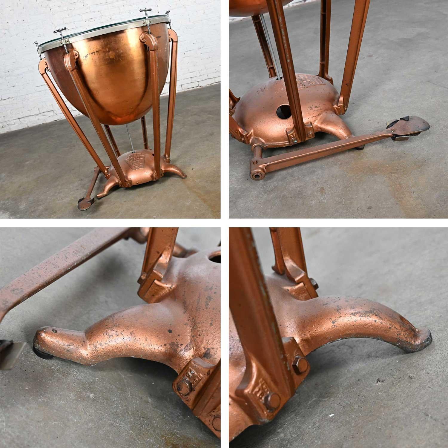 Steampunk Industrial Copper Timpani Kettle Drum Center Table by WFL Drum Co  For Sale 1