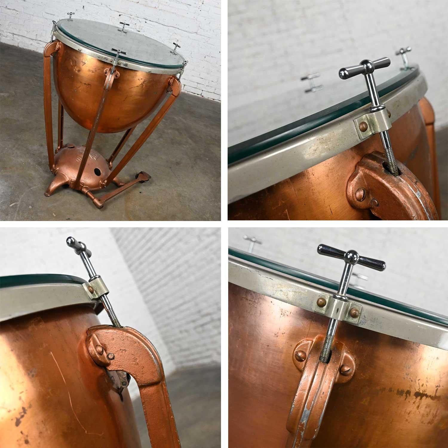Table centrale à tambour en cuivre industriel Steampunk de WFL Drum Co  en vente 4