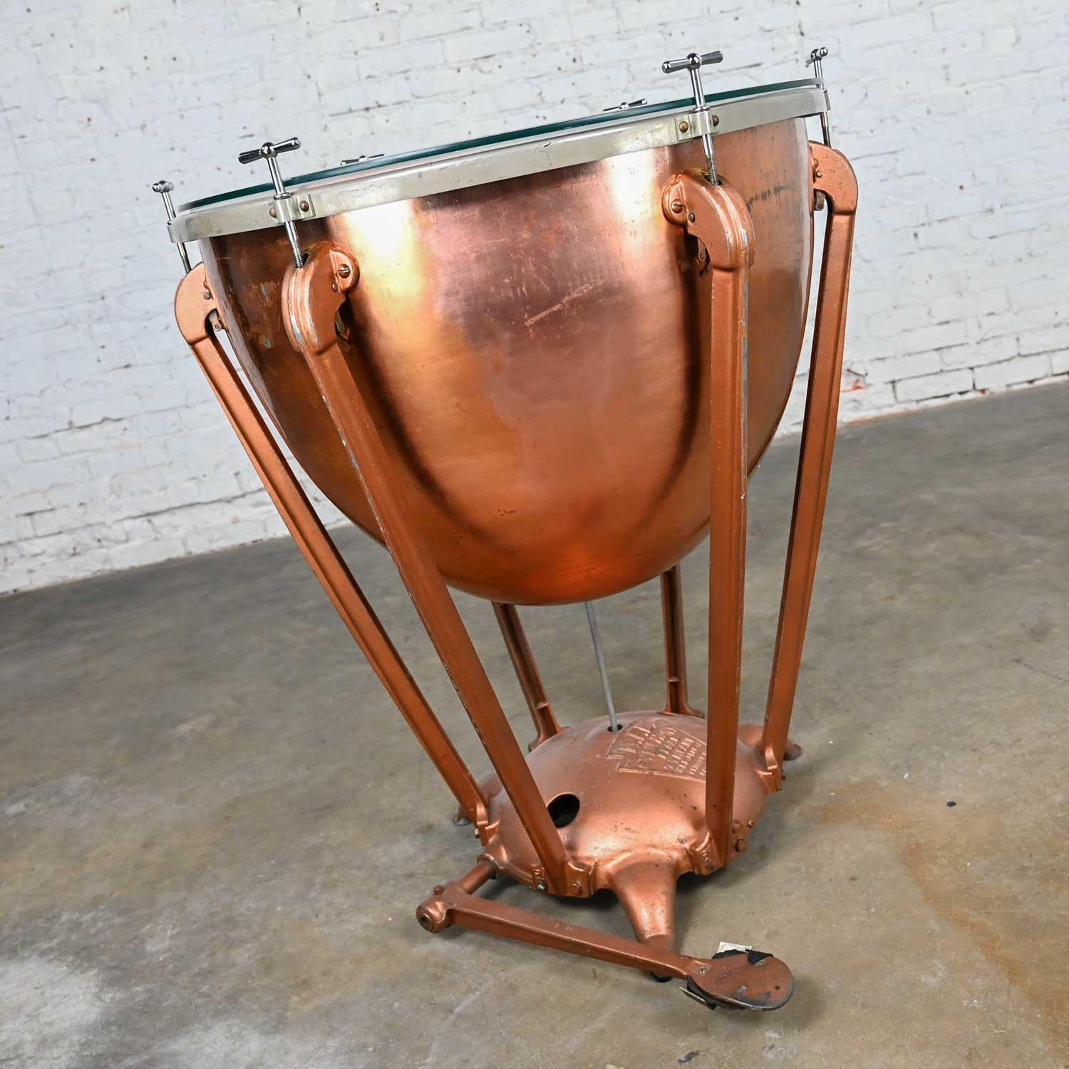 Américain Table centrale à tambour en cuivre industriel Steampunk de WFL Drum Co  en vente