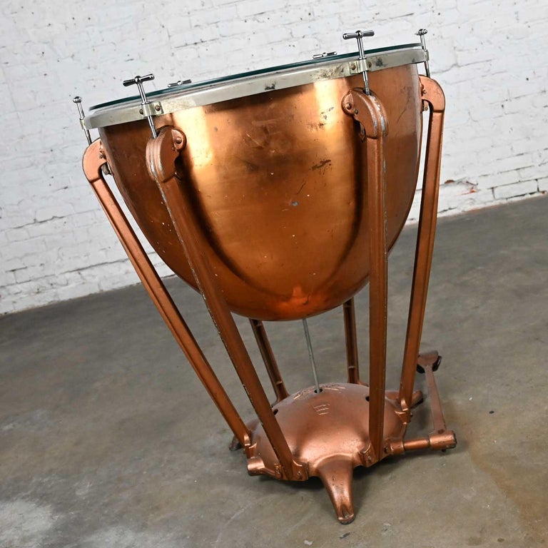 Steampunk Industrial Copper Timpani Kettle Drum Centre Table by WFL