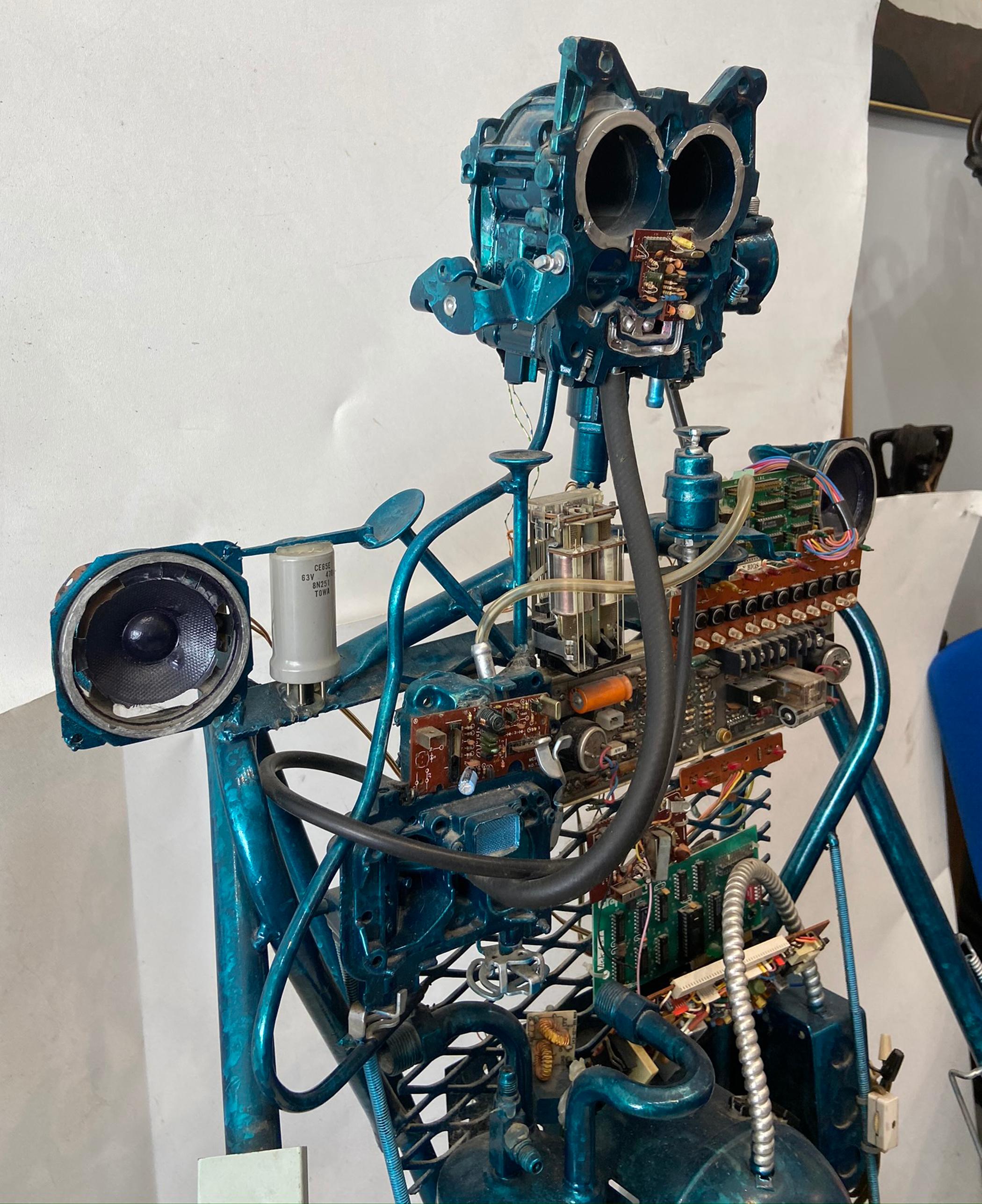 Folk Art Robot Made From Found Objects Signed By Artist In Good Condition In West Palm Beach, FL