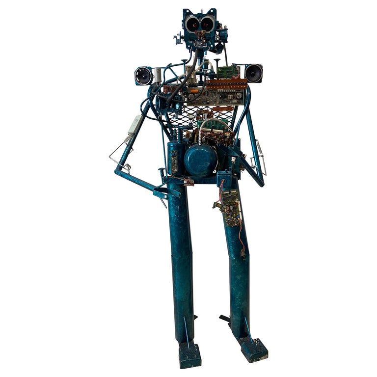 Folk Art Robot Made From Found Objects Signed By Artist For Sale at 1stDibs
