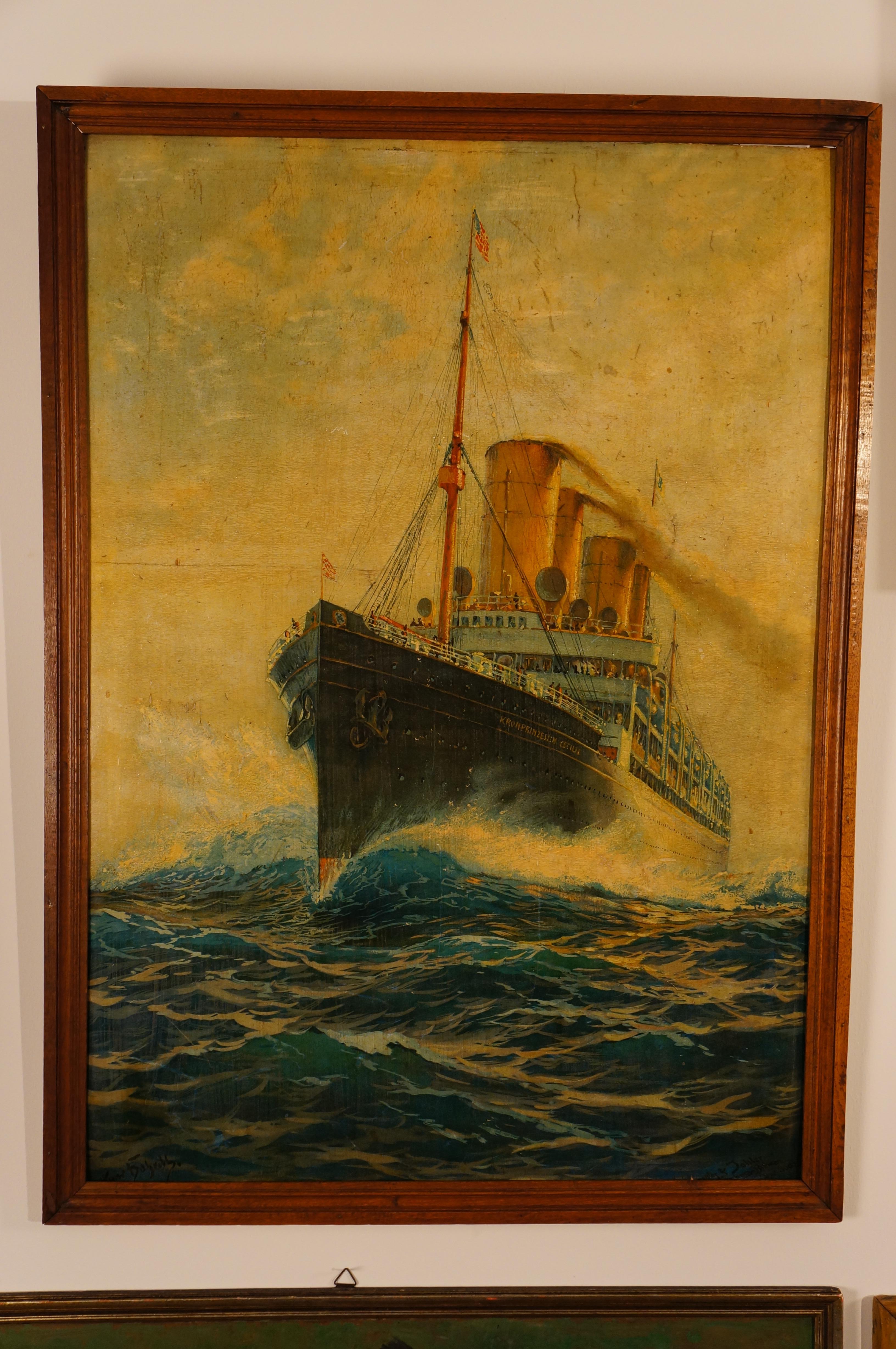 British Colonial Steamship Painting Kronprinzessin Cecilie