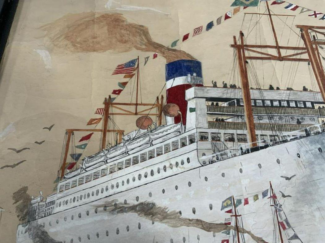 Peinture d'un navire à vapeur de la Croix-Souest du Sud en vente 1