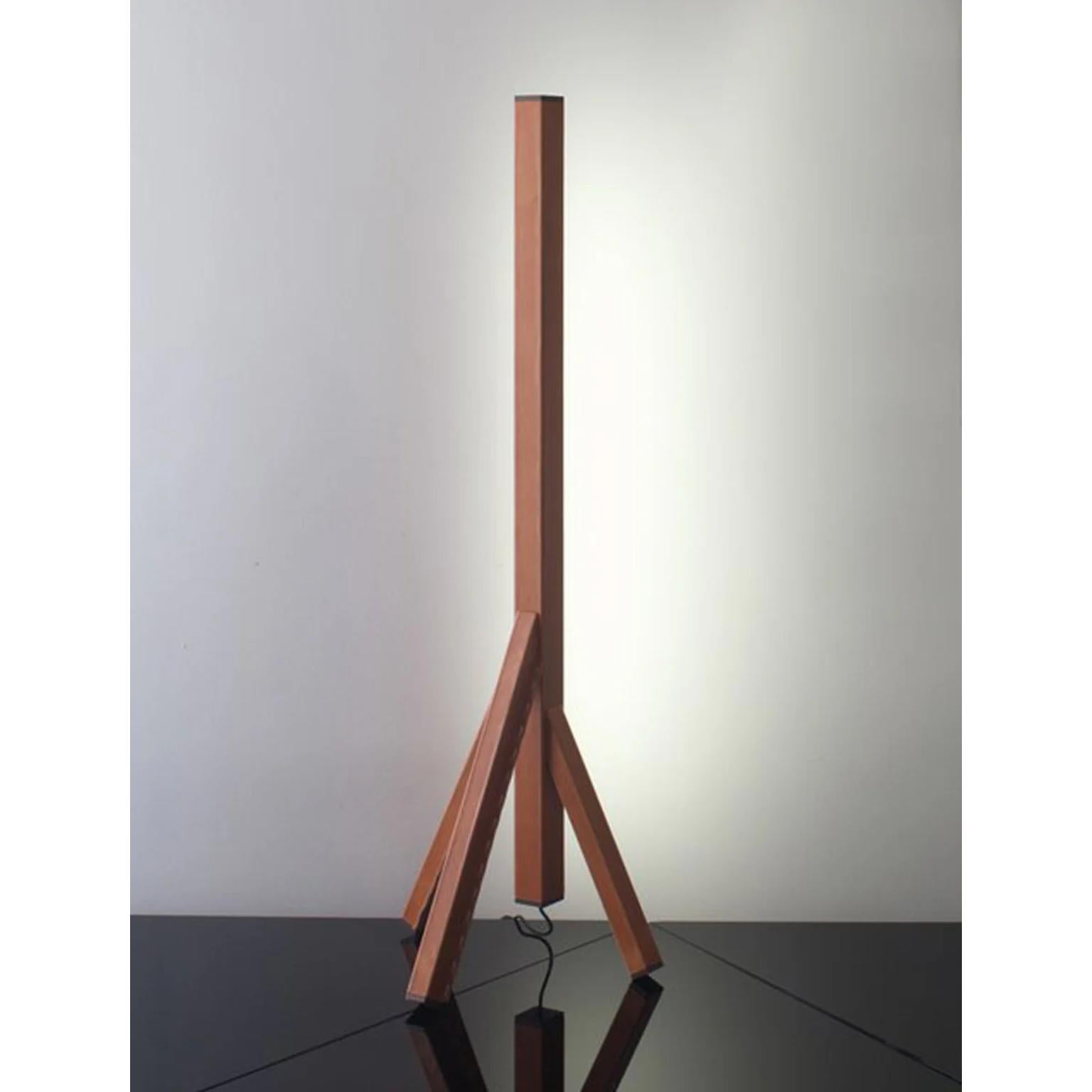 italien Lampe à poser Steccolino en aluminium et cuir tanné au végétal par Oscar Maschera en vente