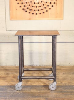 Industrial Rolling Bar Cart Steel and Iron Printer's Turtle Table