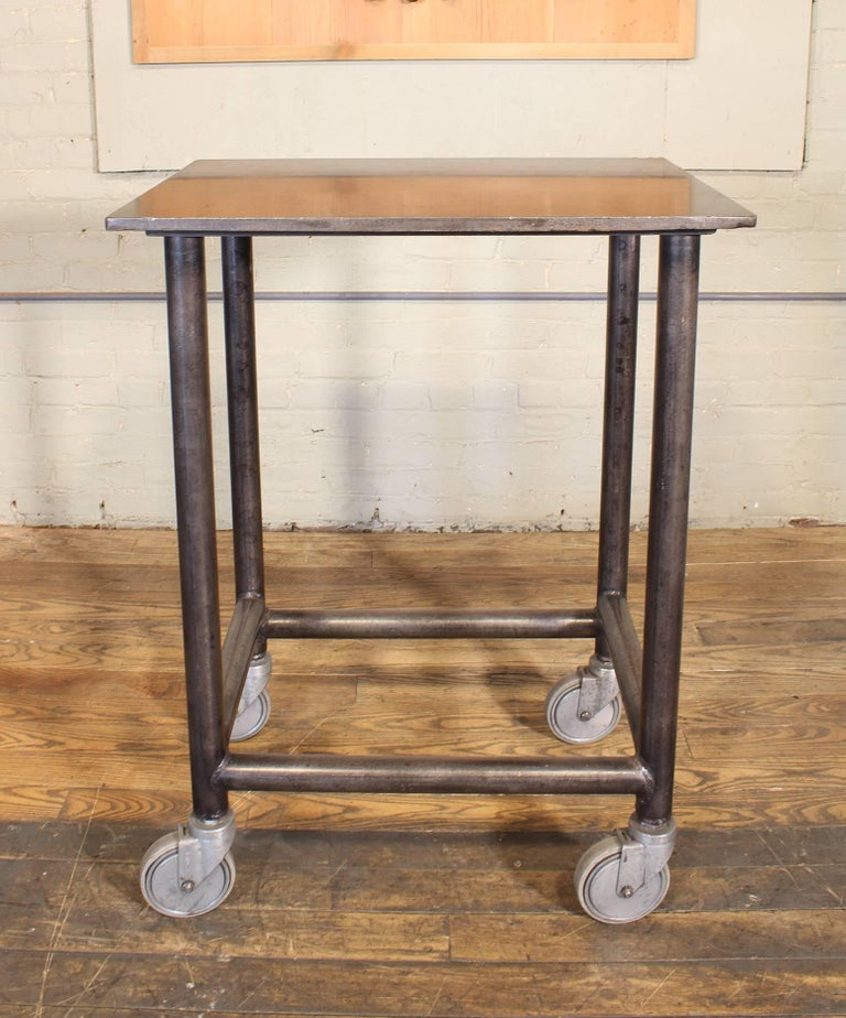 Industrial Rolling Bar Cart Steel And Iron Printer S Turtle Table For Sale At 1stdibs