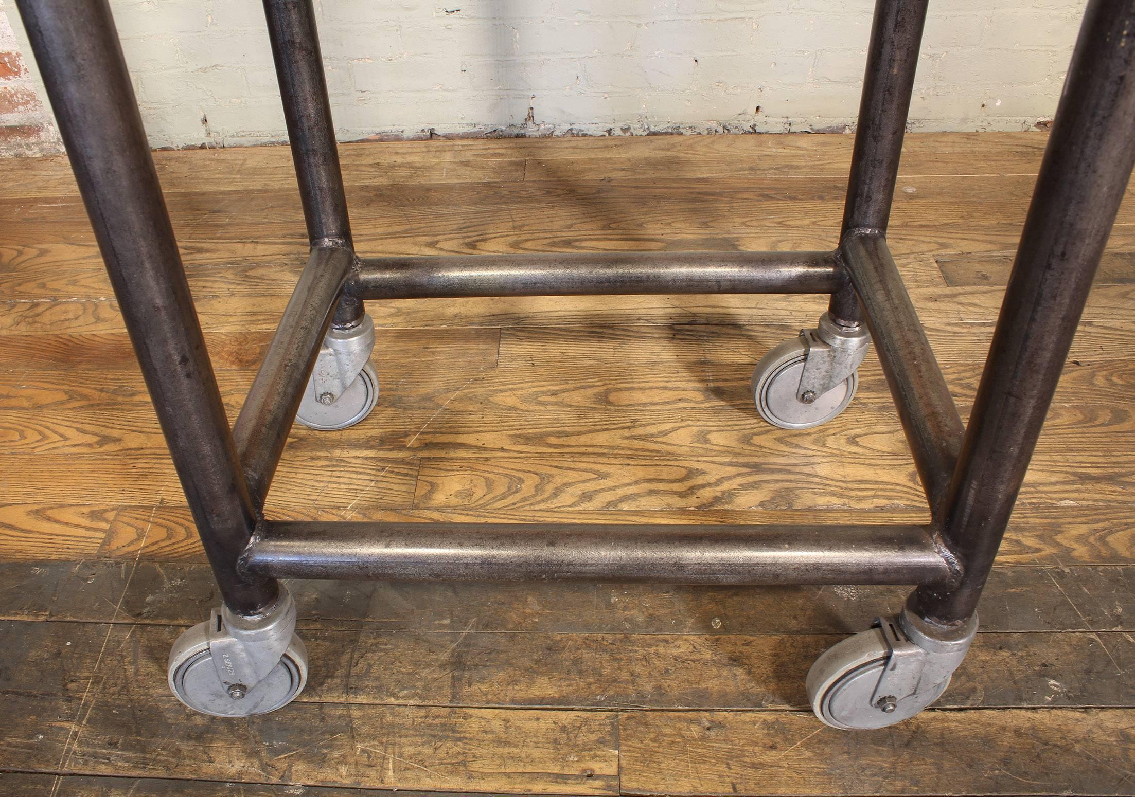 20th Century Industrial Rolling Bar Cart Steel and Iron Printer's Turtle Table 