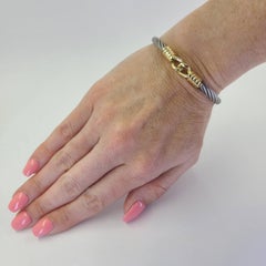 Steel and 18 Karat Yellow Gold Cable Bracelet