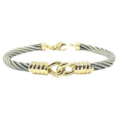 Retro Steel and 18 Karat Yellow Gold Cable Bracelet