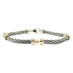 Steel and 18 Karat Yellow Gold Cable Bracelet