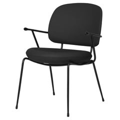 Steel And Bellagio Black Leather Lounge Chair, Industry 