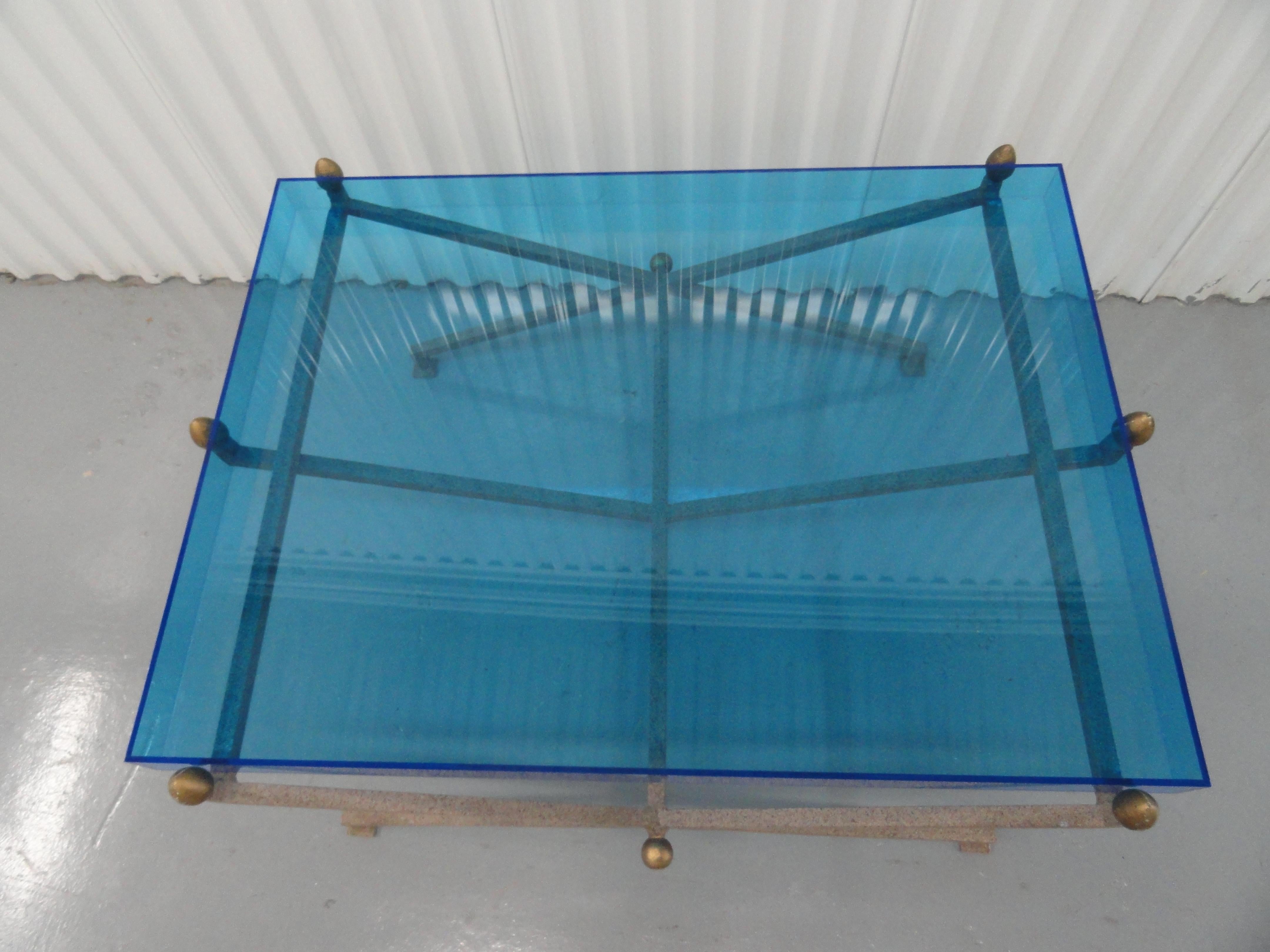 Steel and Blue Perspex Coffee Table For Sale 5