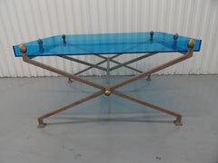 Steel and Blue Perspex Coffee Table