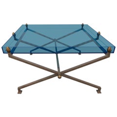 Steel and Blue Perspex Coffee Table