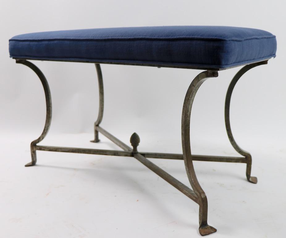 Steel and Brass Bench Attributed to Maison Jansen 4