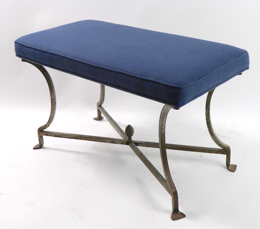Steel and Brass Bench Attributed to Maison Jansen 5