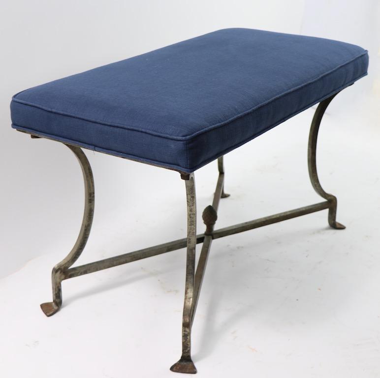 Steel and Brass Bench Attributed to Maison Jansen In Good Condition In New York, NY