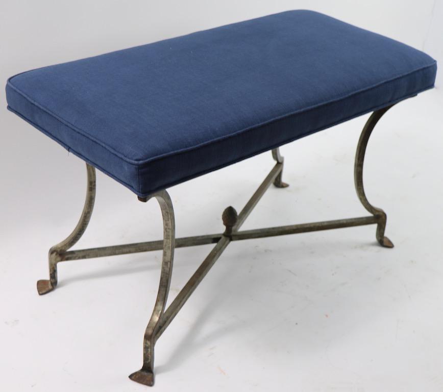 20th Century Steel and Brass Bench Attributed to Maison Jansen
