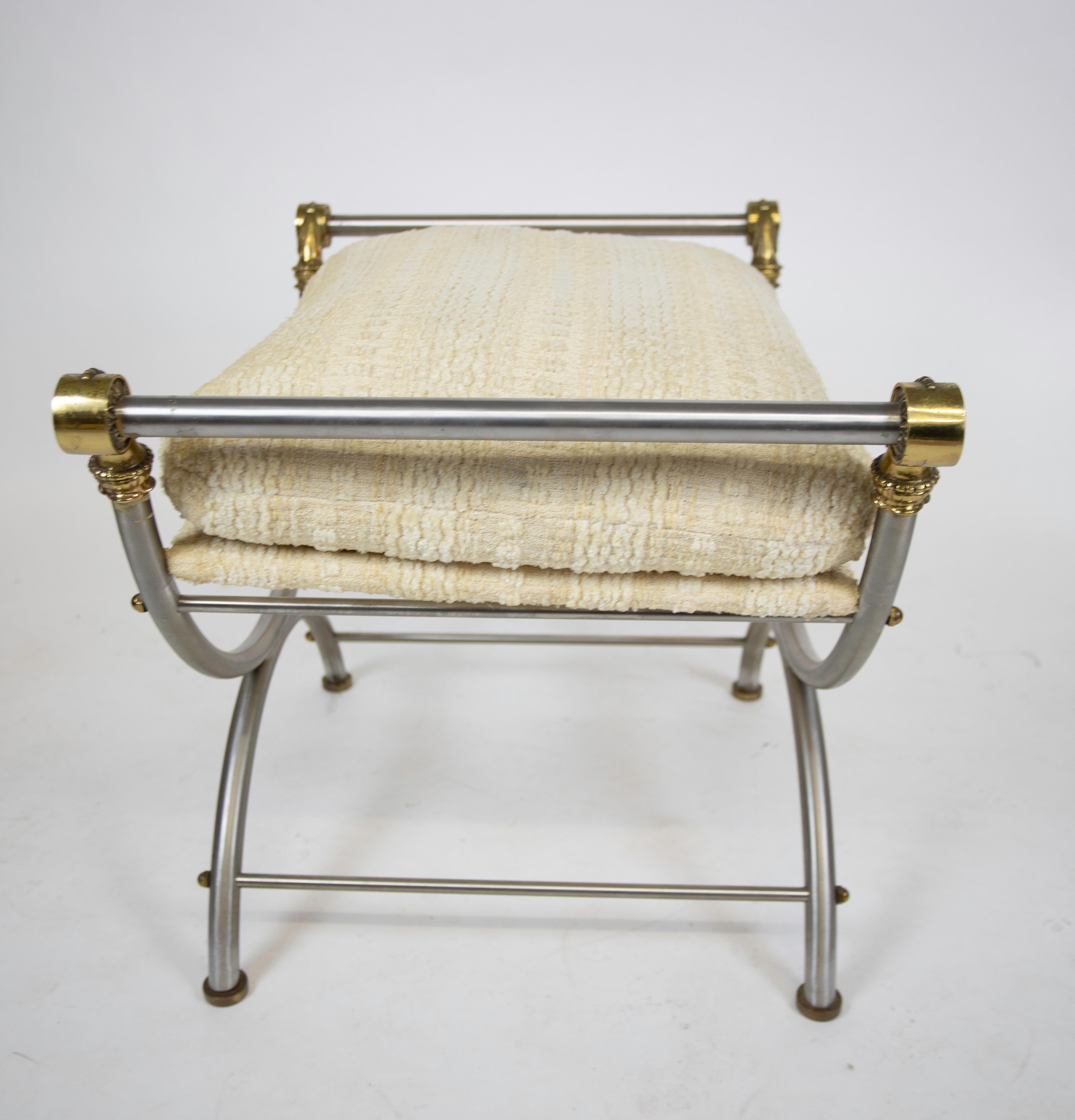 North American Steel and Brass Campaign Bench / Stool For Sale