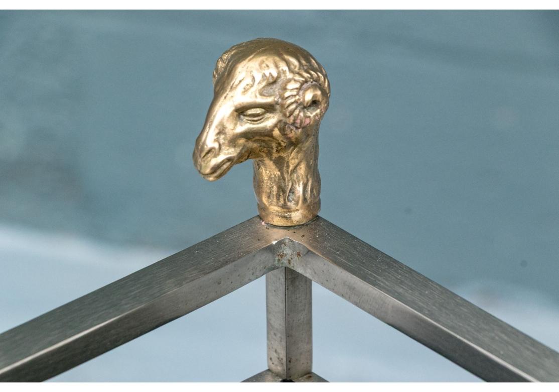 Steel And Brass Campaign Style Tray Table With Rams Heads en vente 5