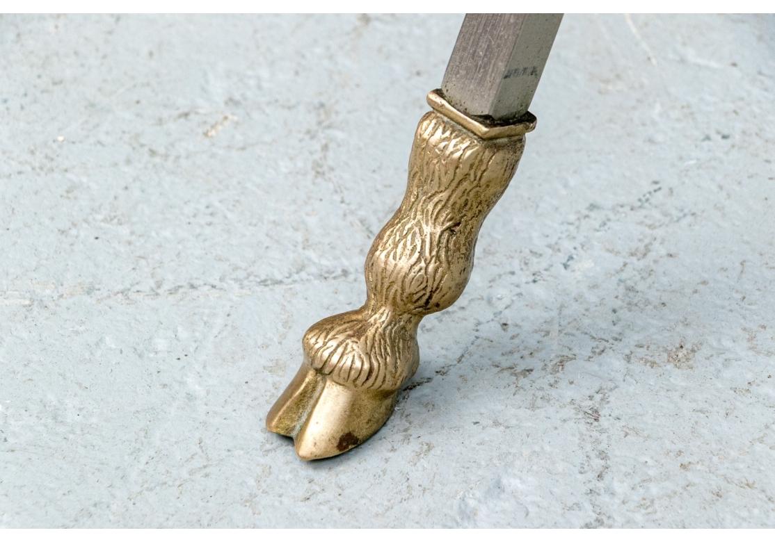 Steel And Brass Campaign Style Tray Table With Rams Heads en vente 2