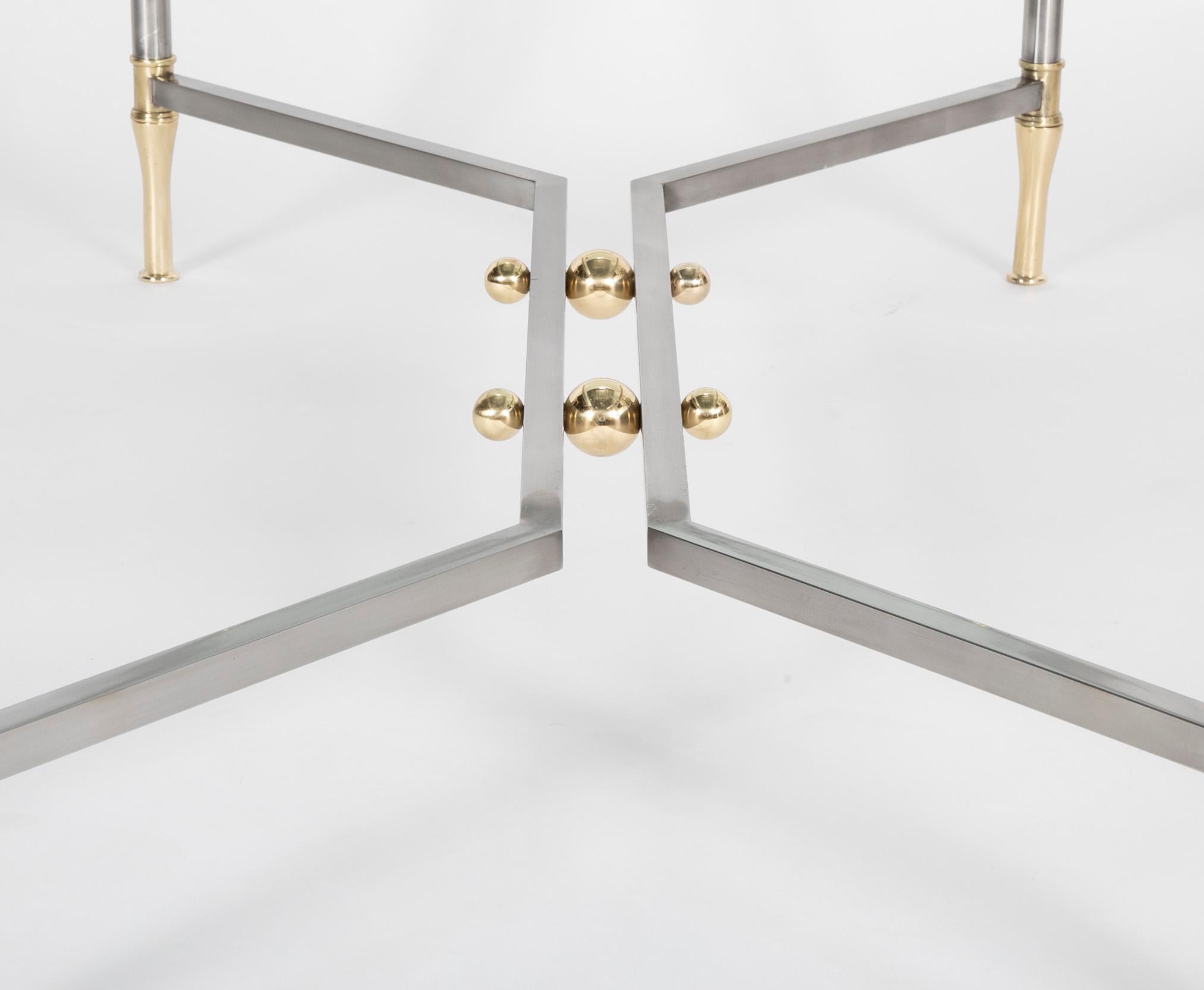 Steel and Brass Coffee Table in the Manner of Maison Jansen 4