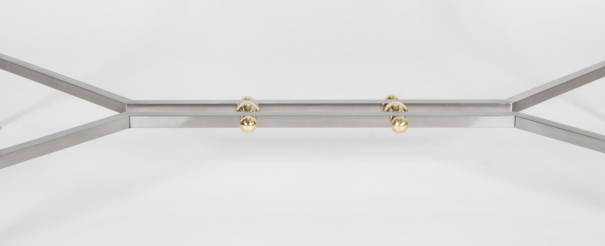 Late 20th Century Steel and Brass Coffee Table in the Manner of Maison Jansen