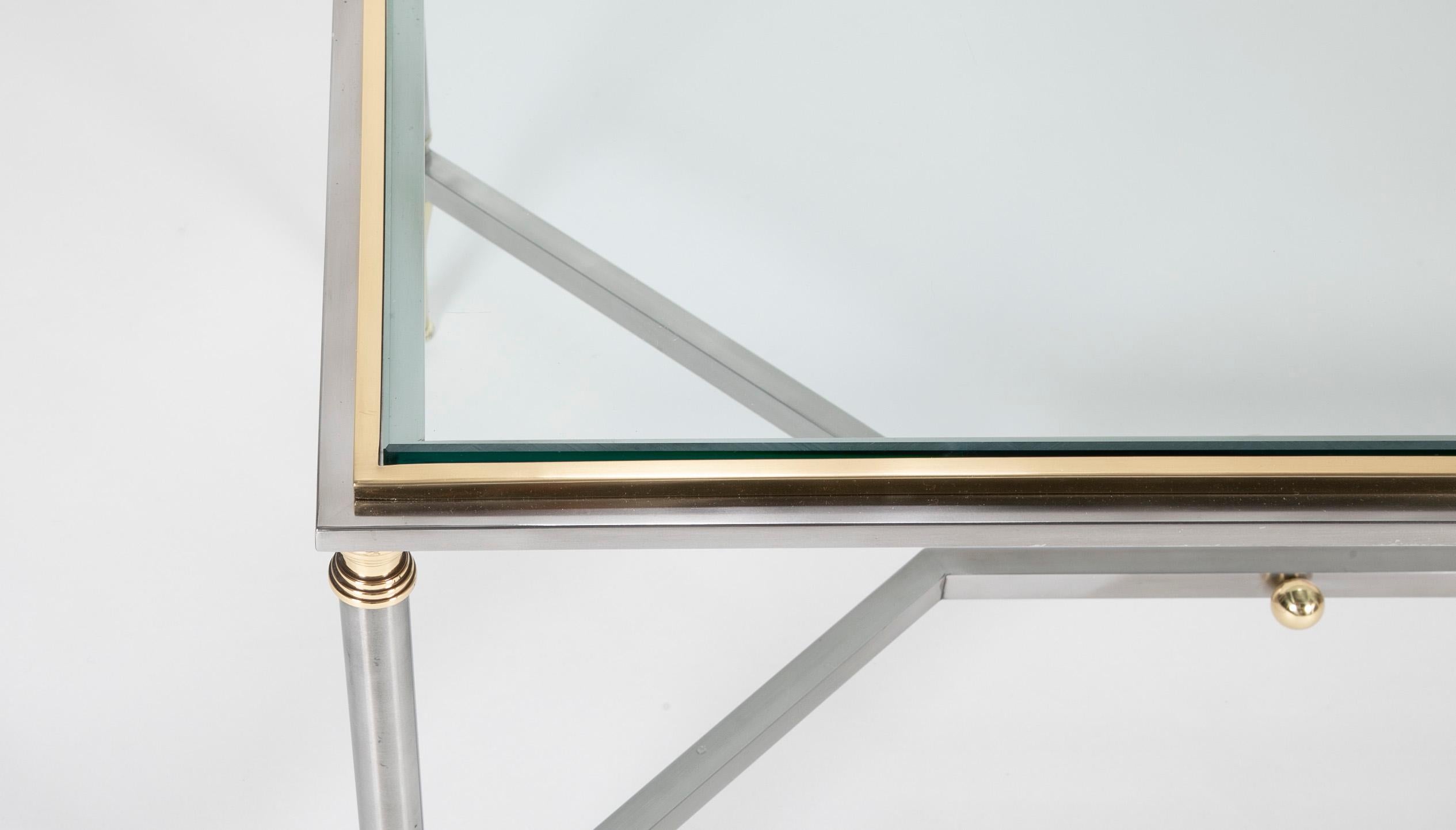 Steel and Brass Coffee Table in the Manner of Maison Jansen 1