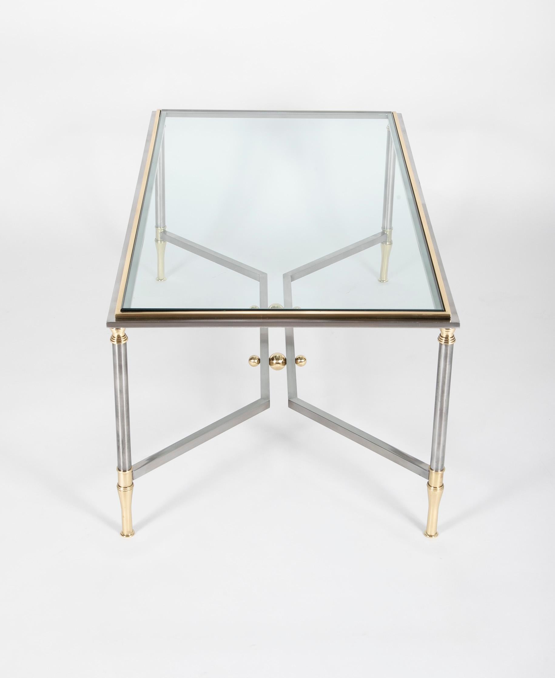 Steel and Brass Coffee Table in the Manner of Maison Jansen 2