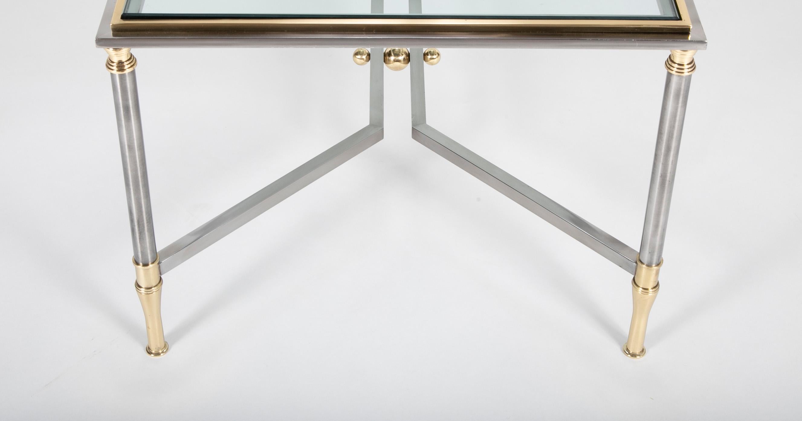 Steel and Brass Coffee Table in the Manner of Maison Jansen 3