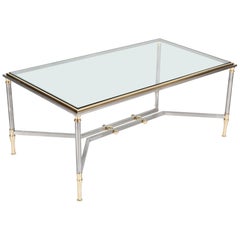 Steel and Brass Coffee Table in the Manner of Maison Jansen