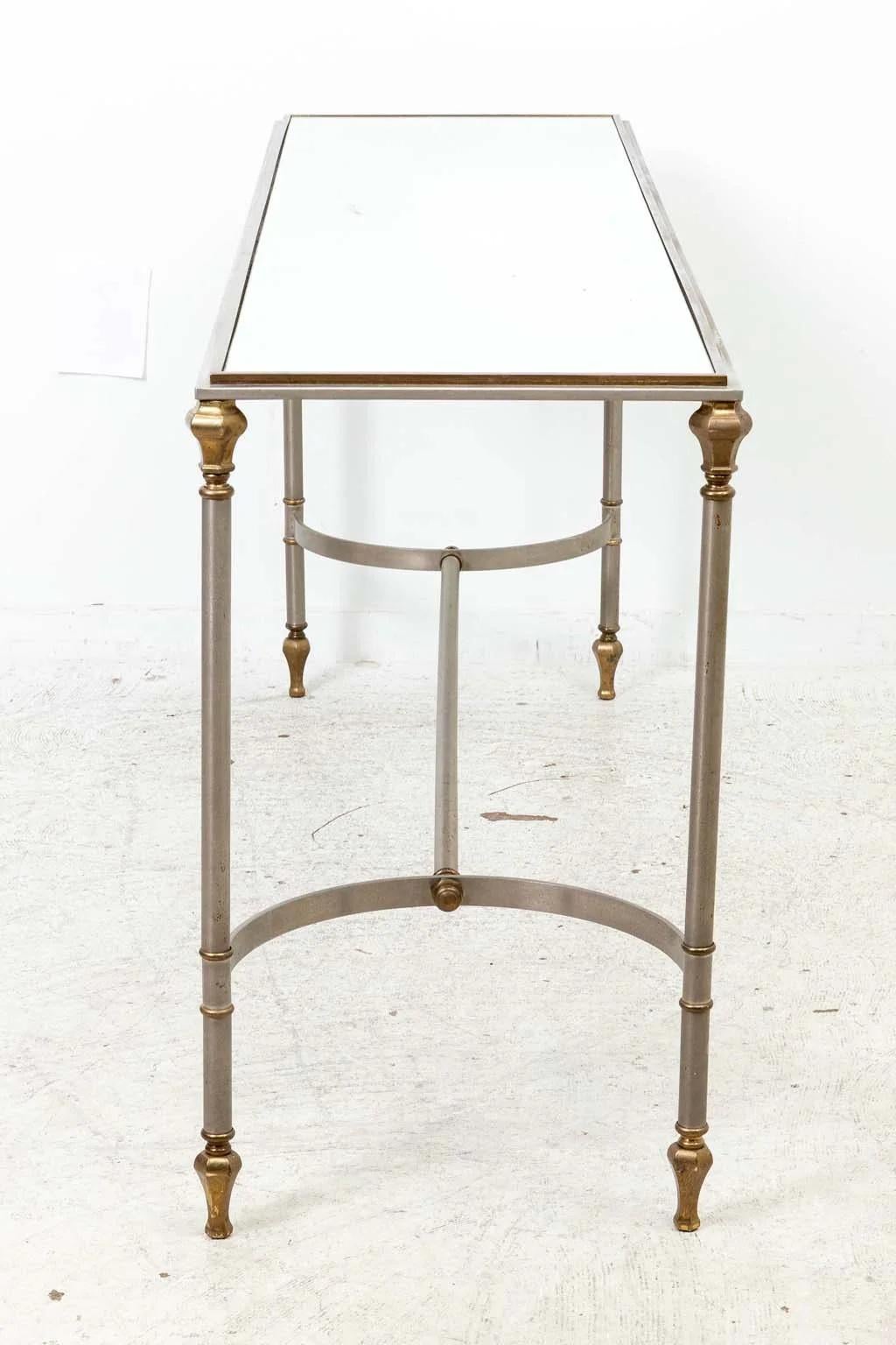 Mid-Century Modern Steel And Brass Console Table For Sale