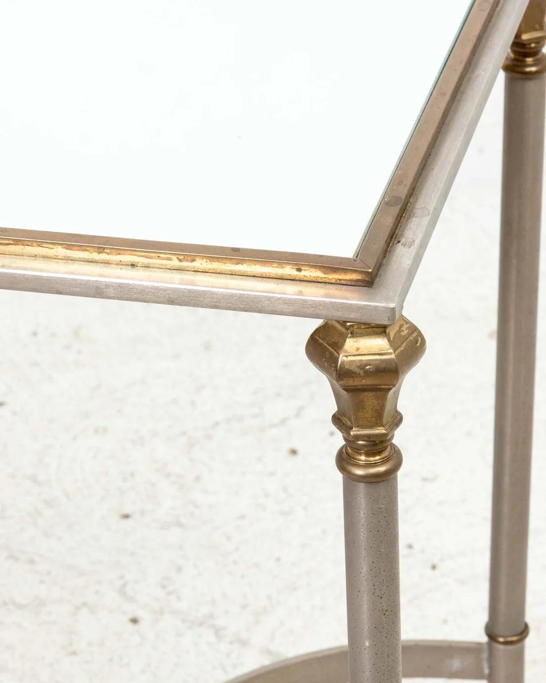 Italian Steel And Brass Console Table For Sale