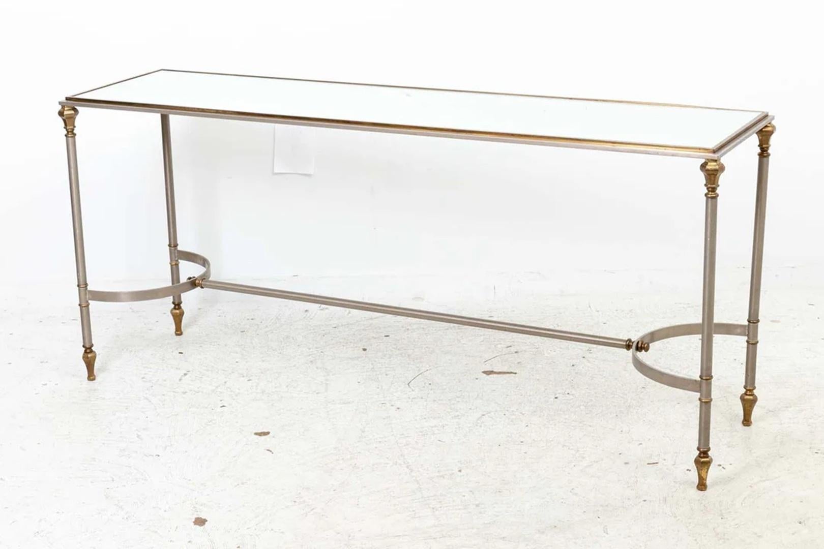 Steel And Brass Console Table In Good Condition For Sale In New York, NY