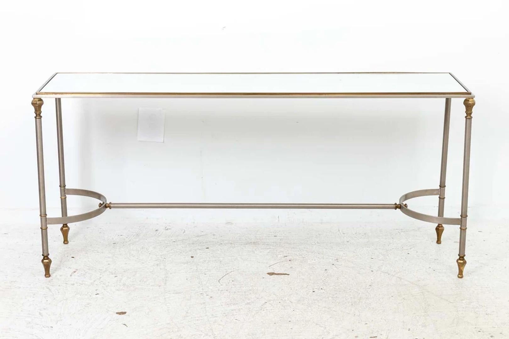 Steel And Brass Console Table For Sale 1