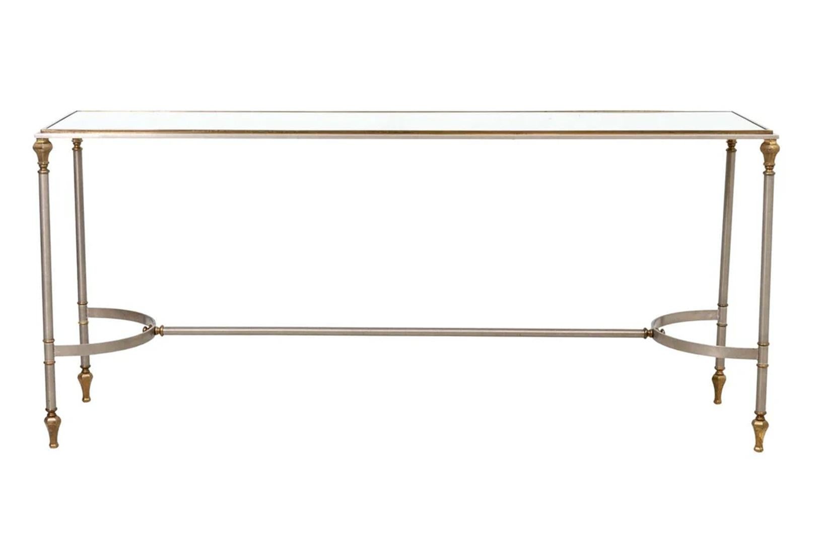 Steel And Brass Console Table For Sale 2