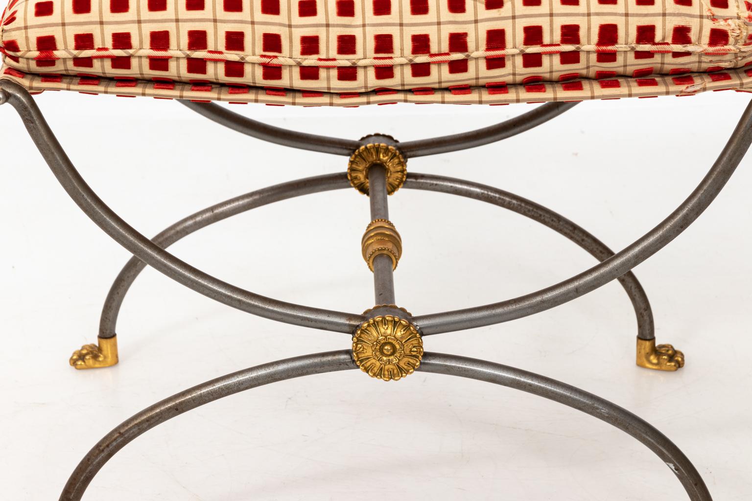 Steel and Brass Curule Bench in the Manner of Maison Jansen 3