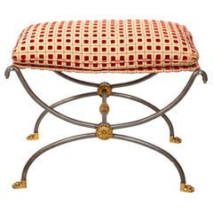 Steel and Brass Curule Bench in the Manner of Maison Jansen