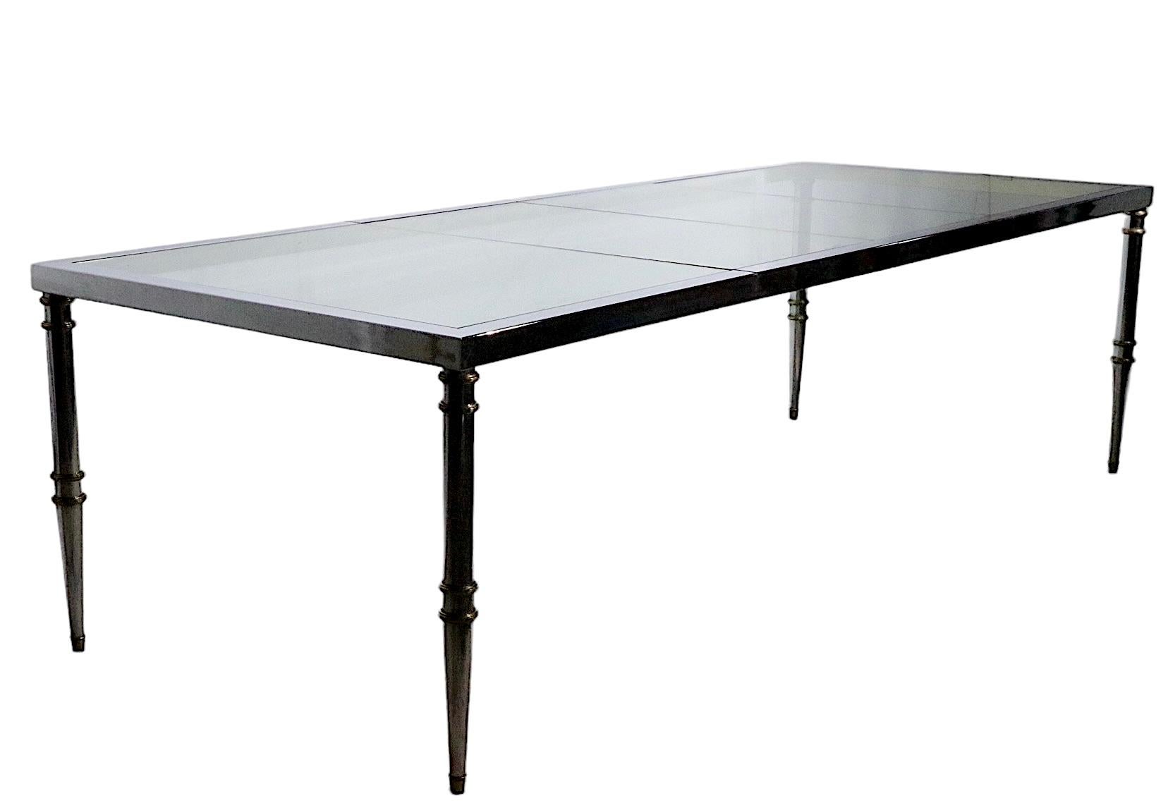 Steel and Brass Dining Table Made in Italy circa 1970s After Maison Jansen  For Sale 7