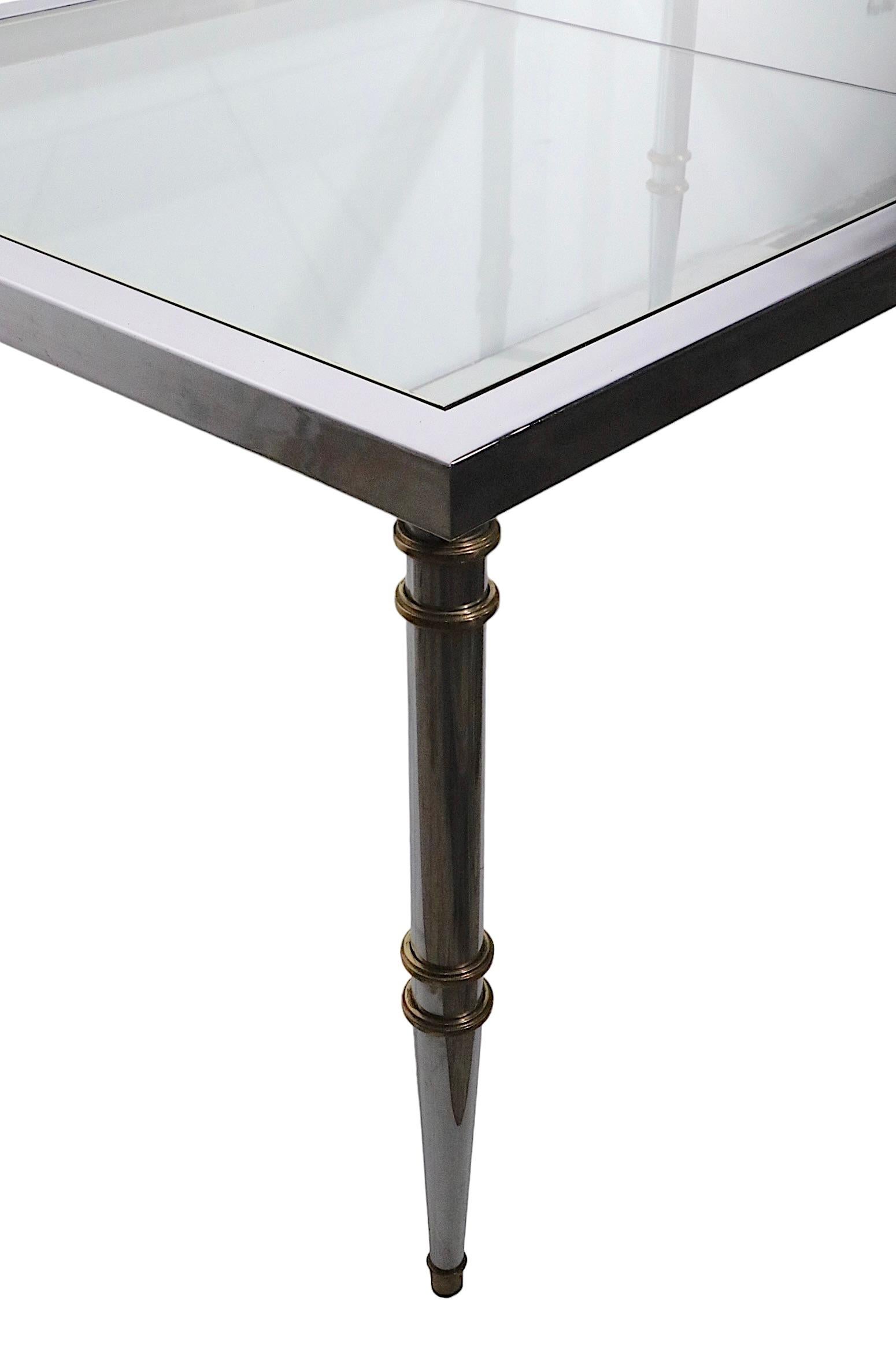 Steel and Brass Dining Table Made in Italy circa 1970s After Maison Jansen  For Sale 9