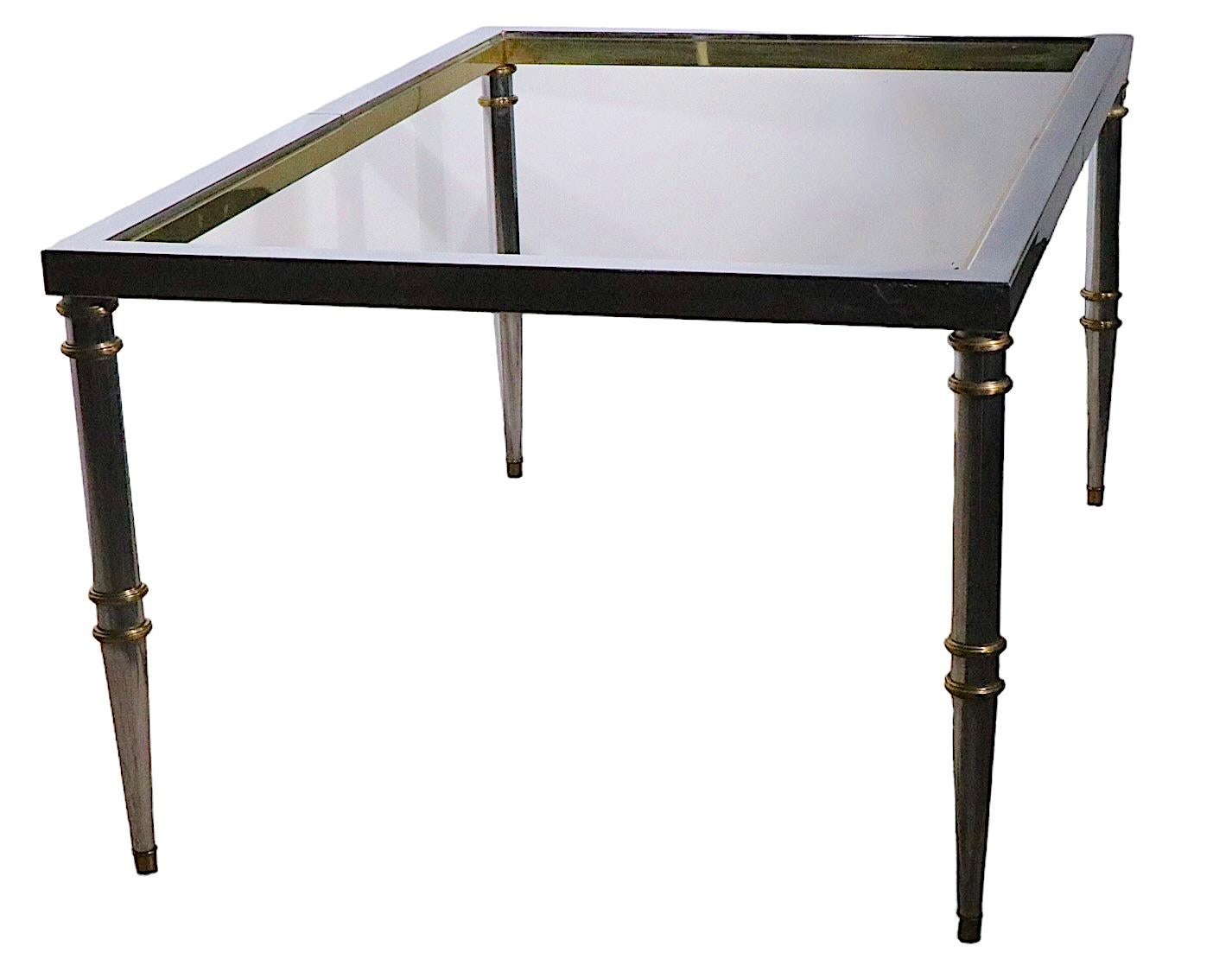 Steel and Brass Dining Table Made in Italy circa 1970s After Maison Jansen  For Sale 1