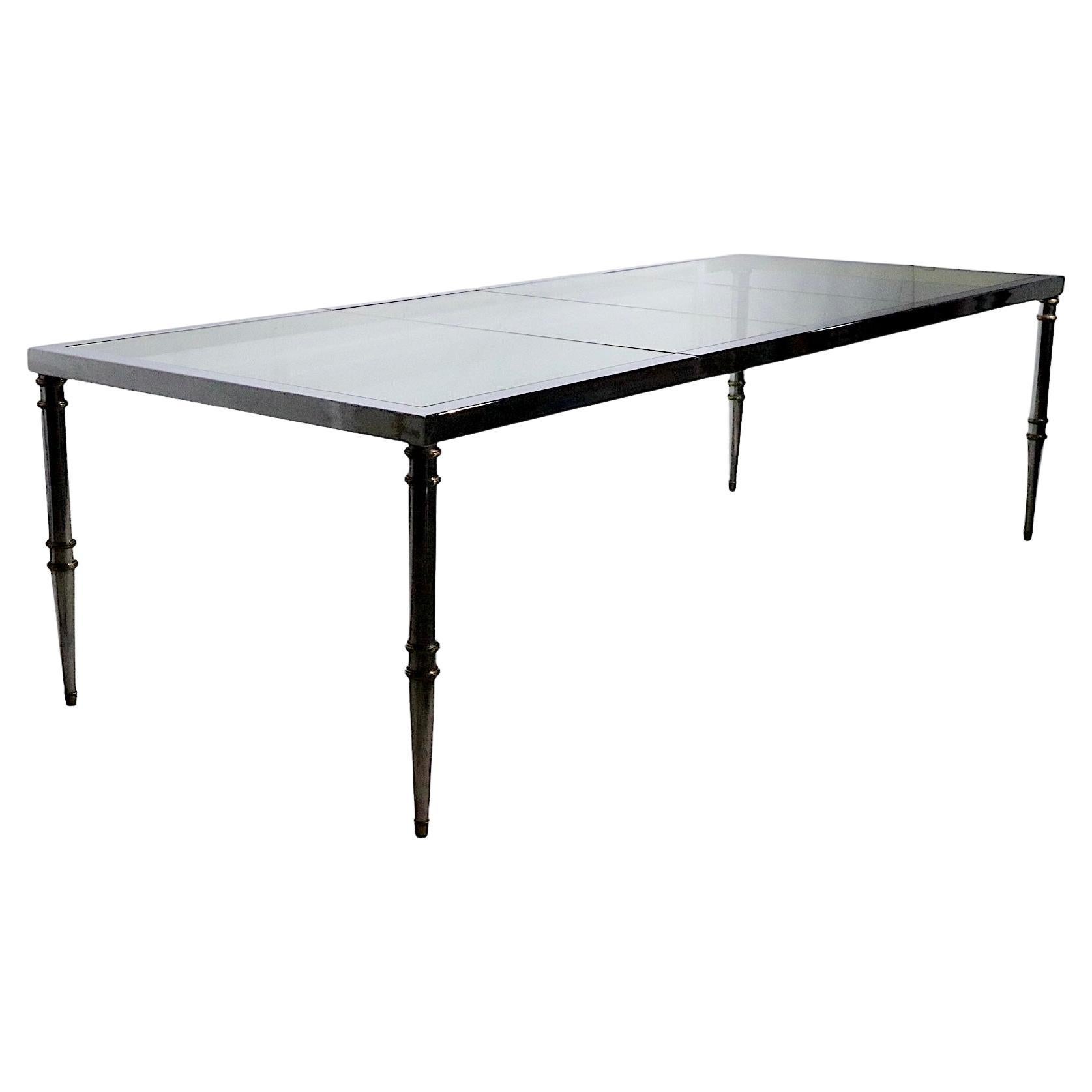 Steel and Brass Dining Table Made in Italy circa 1970s After Maison Jansen  For Sale