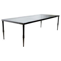Steel and Brass Dining Table Made in Italy circa 1970s After Maison Jansen