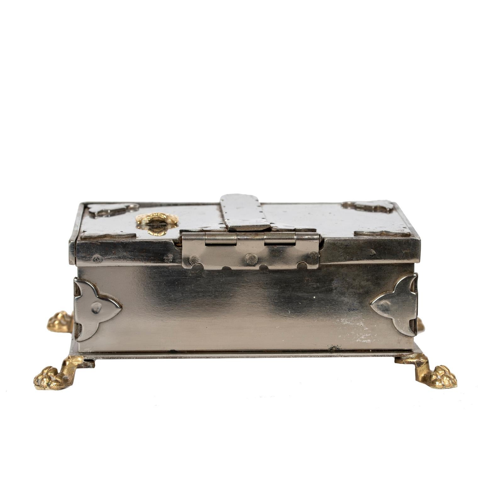 Renaissance Steel and Brass Document Box, Italy, circa 1970