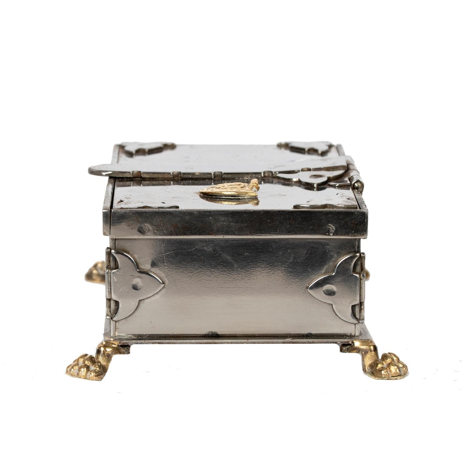 Polished Steel and Brass Document Box, Italy, circa 1970